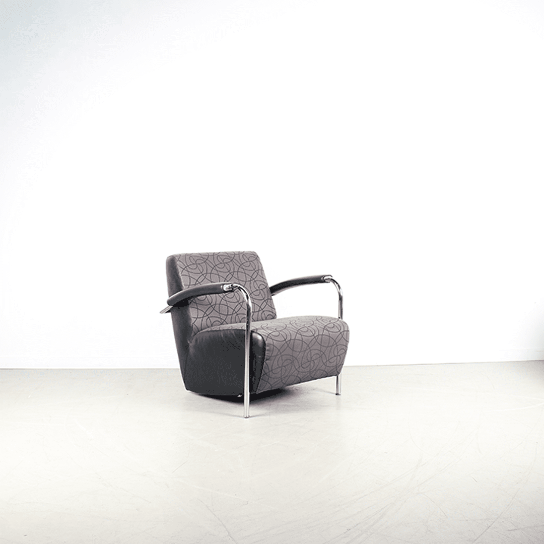 Leolux Scylla Laag Fauteuil Grijs Stof + Hocker - Image 2