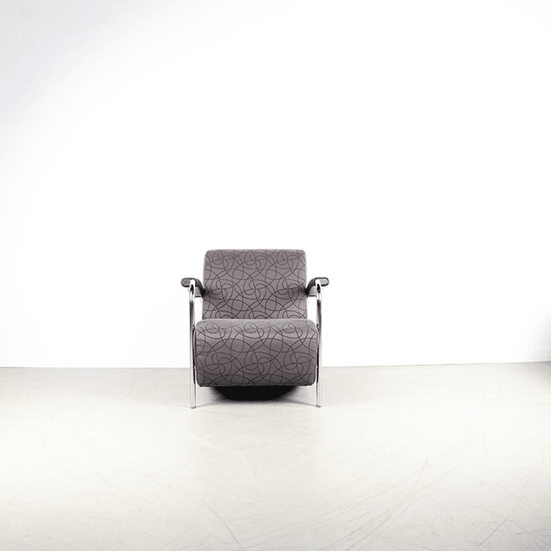 Leolux Scylla Laag Fauteuil Grijs Stof + Hocker - Image 3