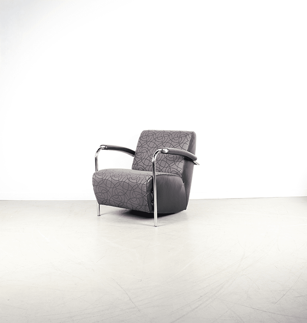 Leolux Scylla Laag Fauteuil Grijs Stof + Hocker - Image 4
