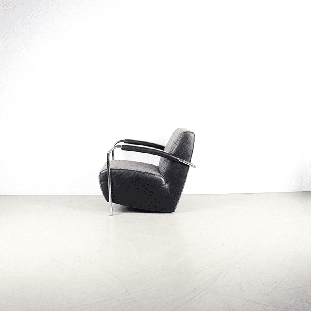 Leolux Scylla Laag Fauteuil Grijs Stof + Hocker - Image 5