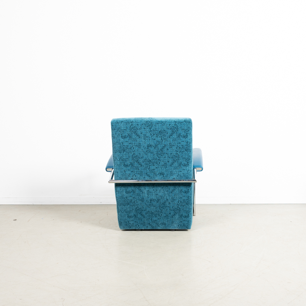 Leolux Scylla Hoog Fauteuil Blauw Patroon Stof - Image 5