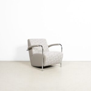 Leolux Scylla Laag Fauteuil Crème/Lichtgrijs Stof/Leer