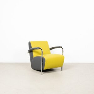 Leolux Scylla Laag Fauteuil Geel/Grijs Stof/Leer