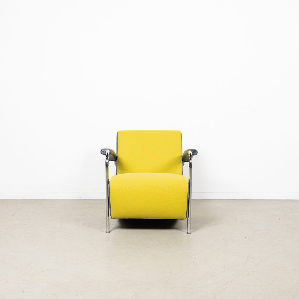 Leolux Scylla Laag Fauteuil Geel/Grijs Stof/Leer - Image 2