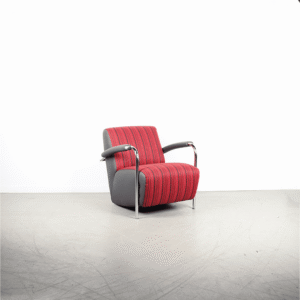 Leolux Scylla Laag Fauteuil Rood/Grijs Stof/Leer - Chroom
