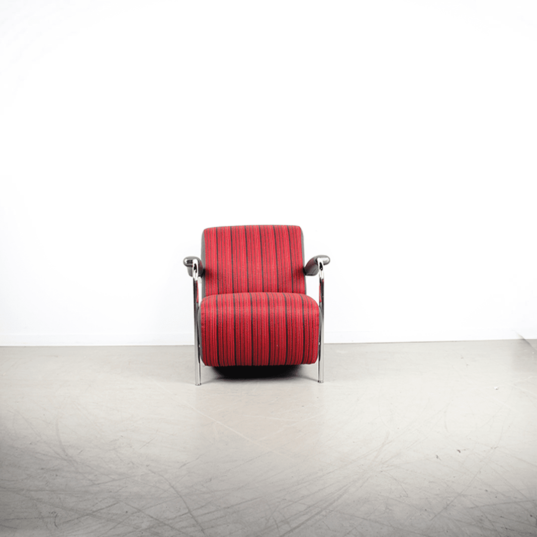 Leolux Scylla Laag Fauteuil Rood/Grijs Stof/Leer - Chroom - Image 2