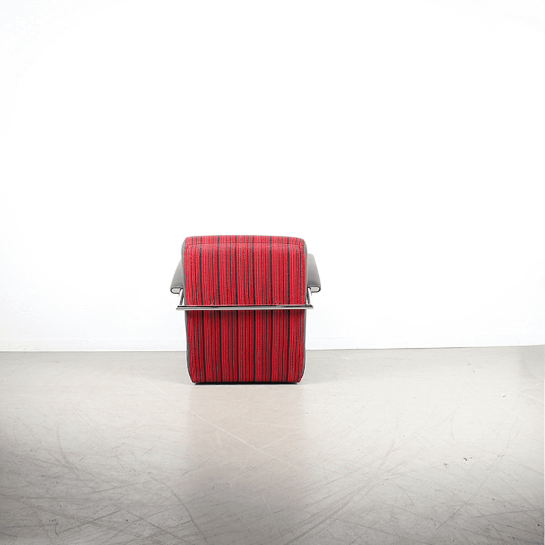 Leolux Scylla Laag Fauteuil Rood/Grijs Stof/Leer - Chroom - Image 5