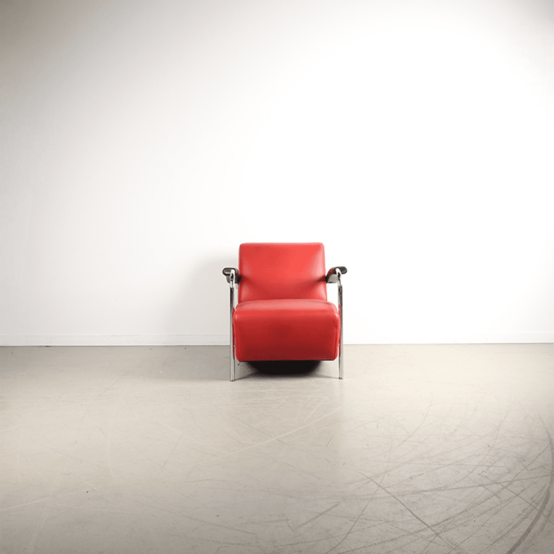 Leolux Scylla Laag Fauteuil Rood Leer - Chroom - Image 2