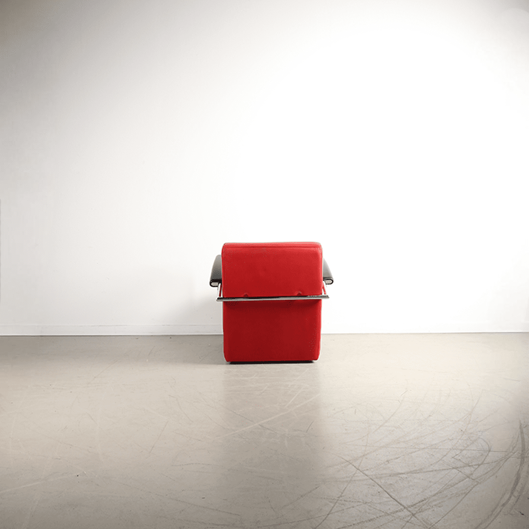 Leolux Scylla Laag Fauteuil Rood Leer - Chroom - Image 5