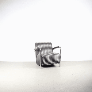 Leolux Scylla Laag Fauteuil Zwart/Wit Stof/Leer - Chroom