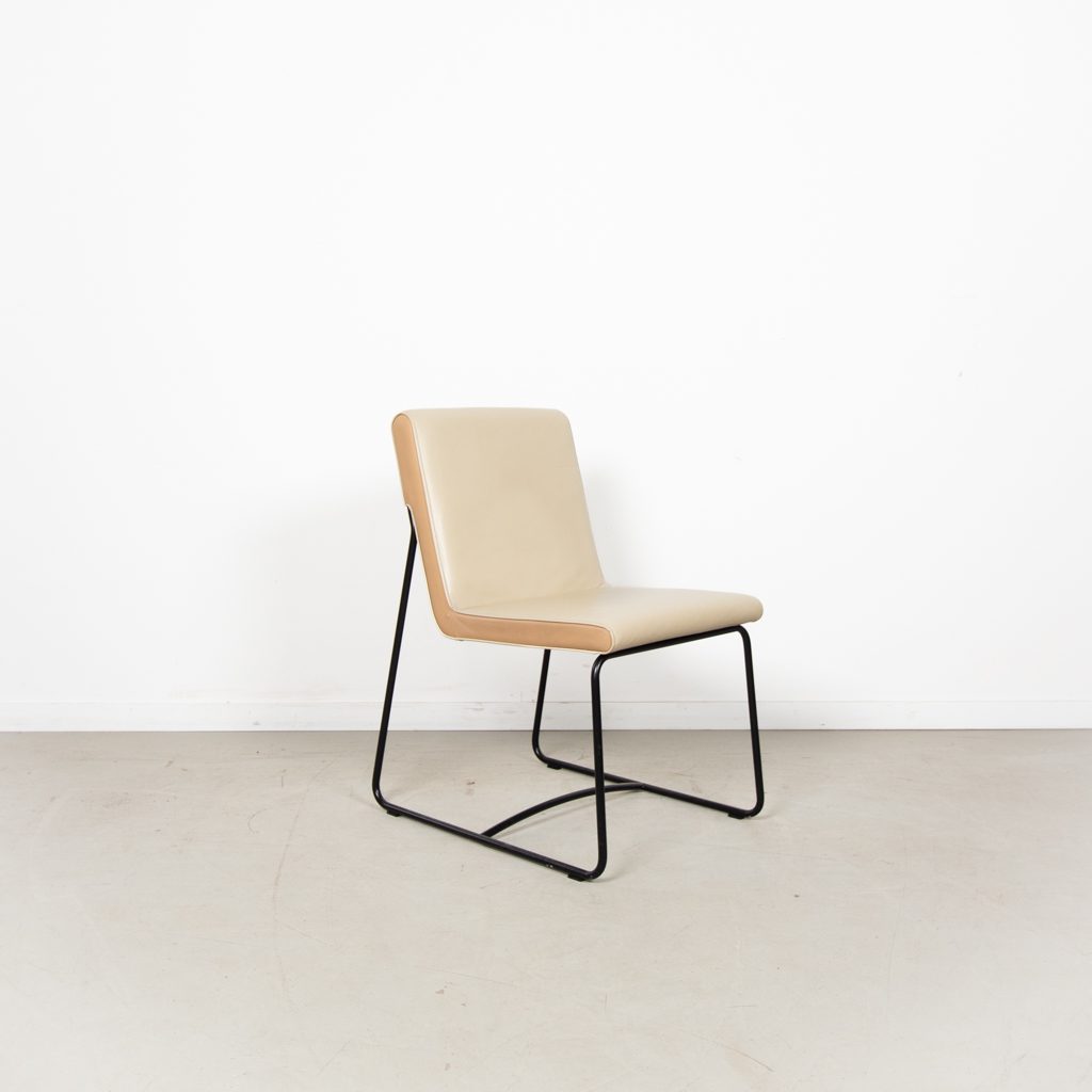 Leolux Spring Stoel Creme/Beige Leer - Zwart