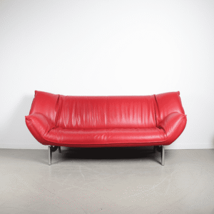 Leolux Tango Bank 3-Zits Rood Leer - Chroom