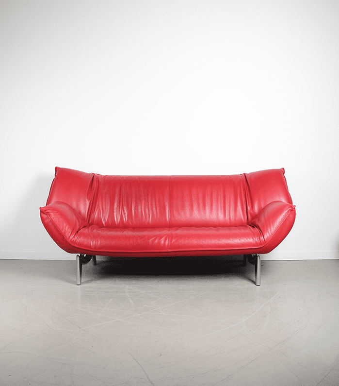 Leolux Tango Bank 3-Zits Rood Leer - Chroom