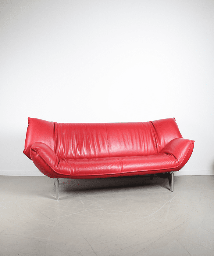 Leolux Tango Bank 3-Zits Rood Leer - Chroom - Image 2