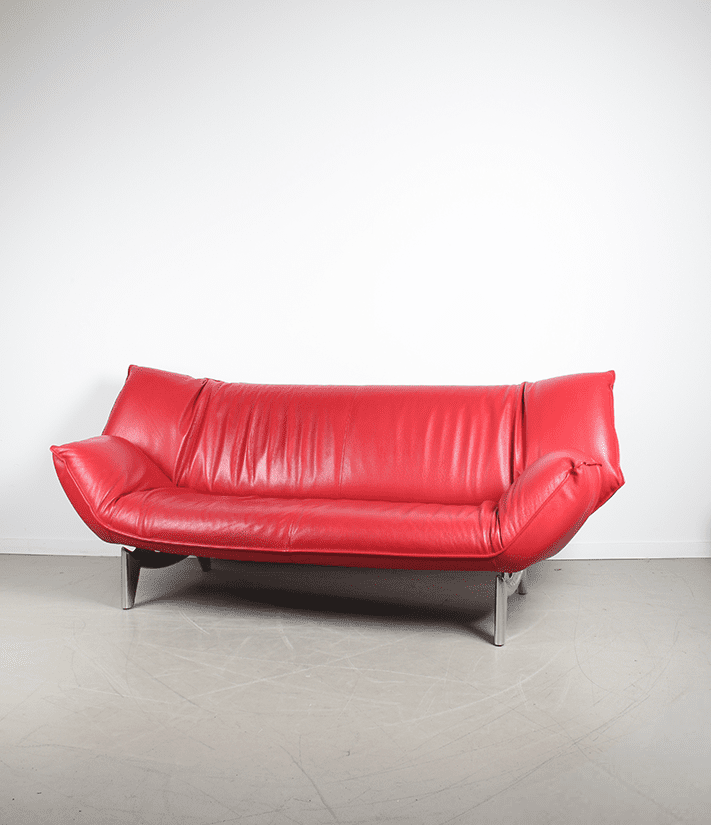 Leolux Tango Bank 3-Zits Rood Leer - Chroom - Image 3