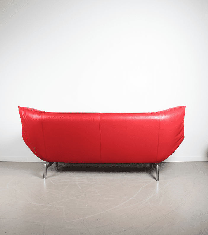 Leolux Tango Bank 3-Zits Rood Leer - Chroom - Image 4