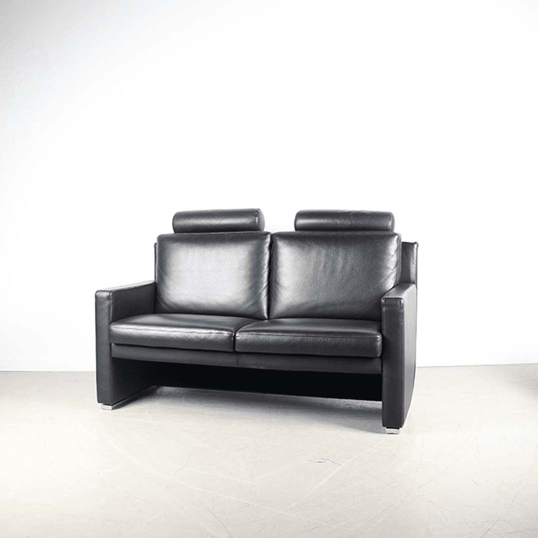 Leolux Timandra Bank 2-Zits Zwart Leer - Image 3