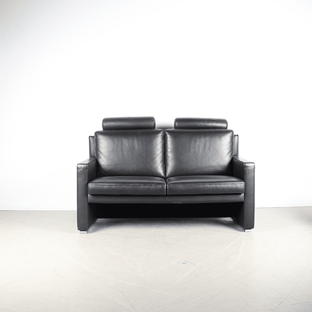 Leolux Timandra Bank 2-Zits Zwart Leer