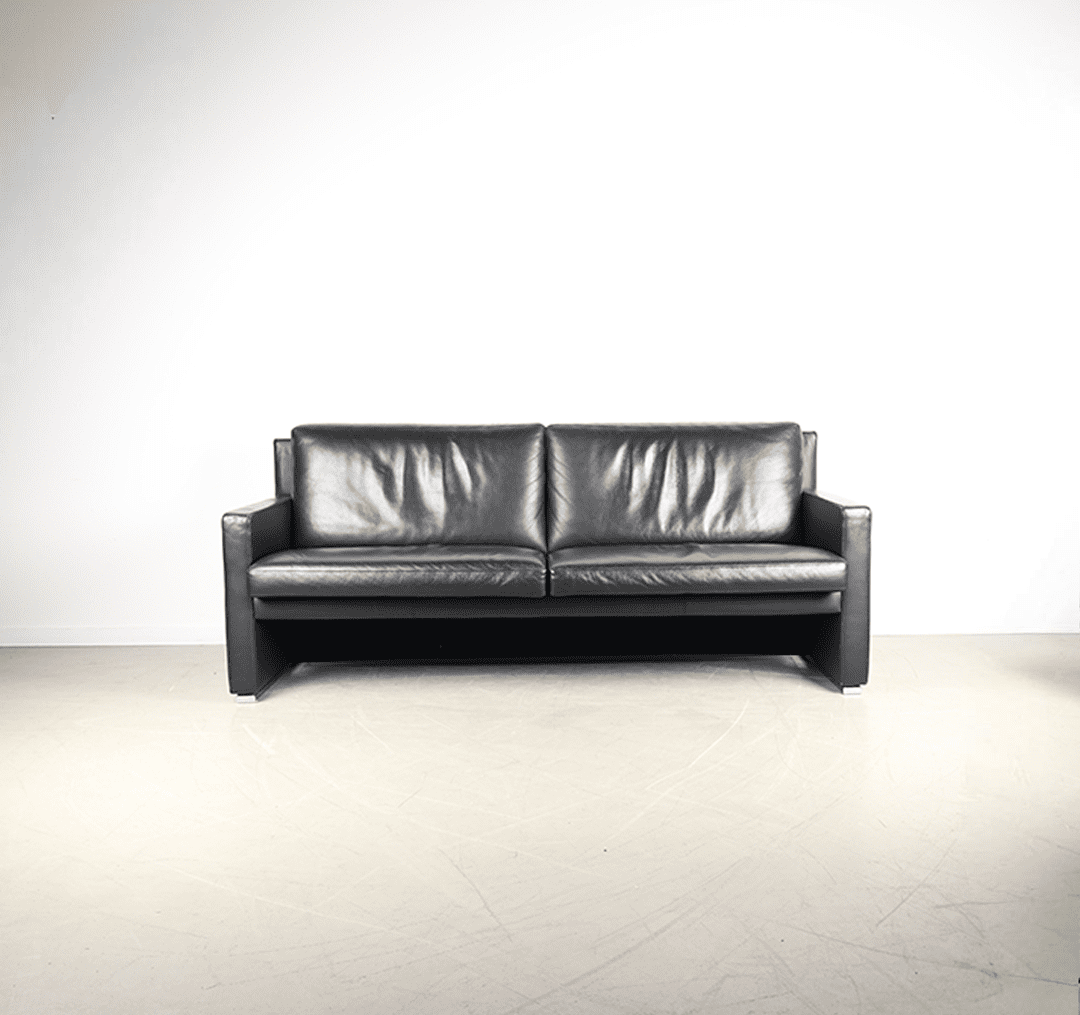 Leolux Timandra Bank 3-Zits Zwart Leer