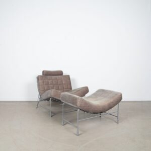 Leolux Volare Fauteuil Taupe Stof + Hocker