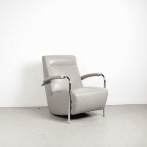 Leolux Scylla Hoog Fauteuil Grijs Leer - Chroom