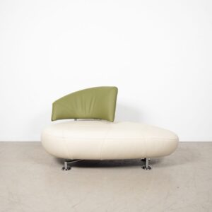 Leolux Kikko Chaise Longue Fauteuil Wit/Groen Leer