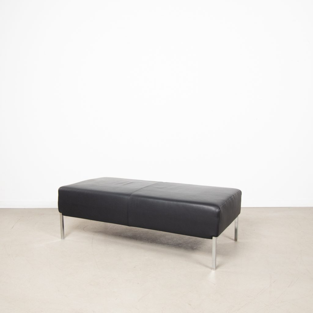 Moroso Ottoman Zwart Leer – Chroom - Image 3