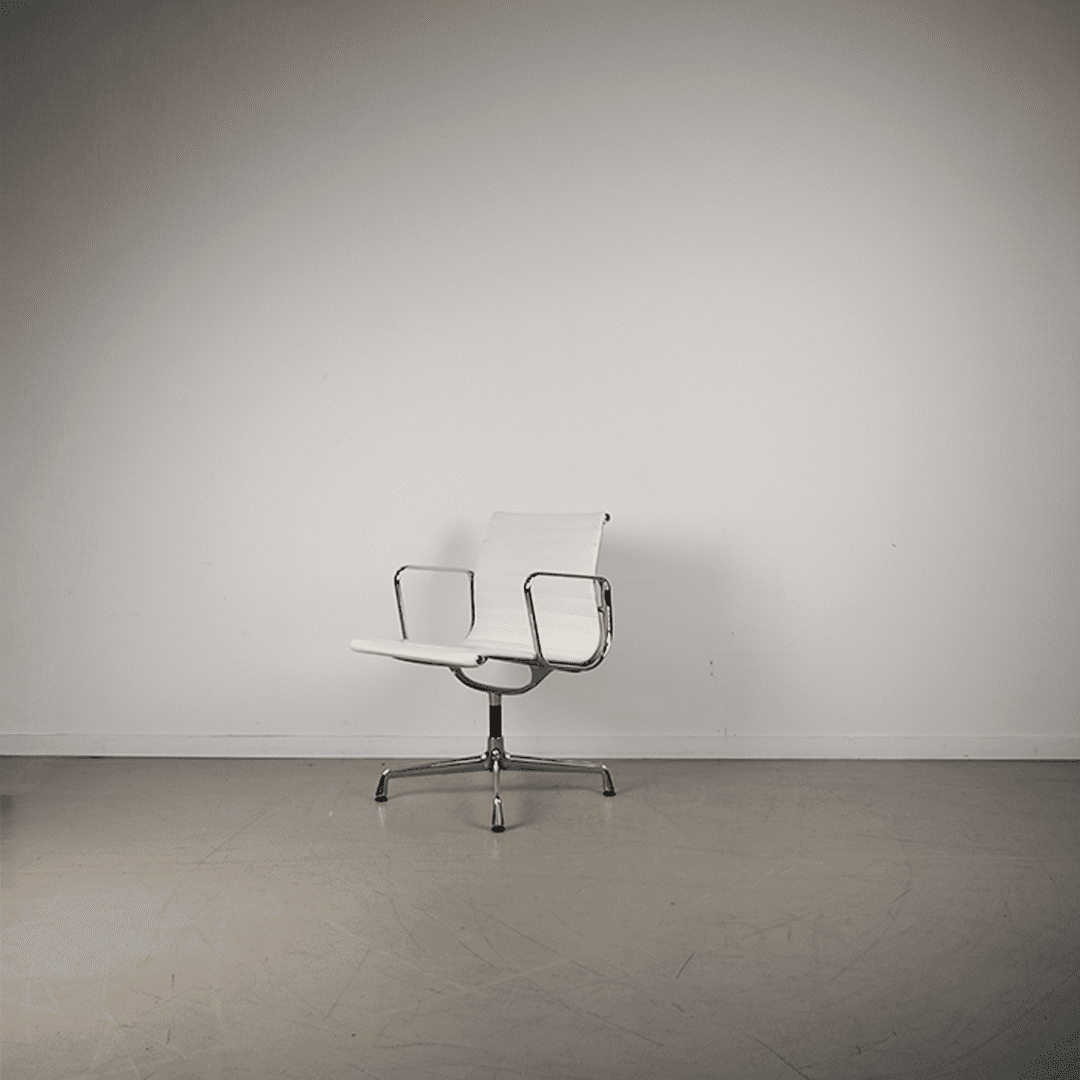 Vitra Eames EA 107 Stoel Wit Leer - Chroom - Image 3
