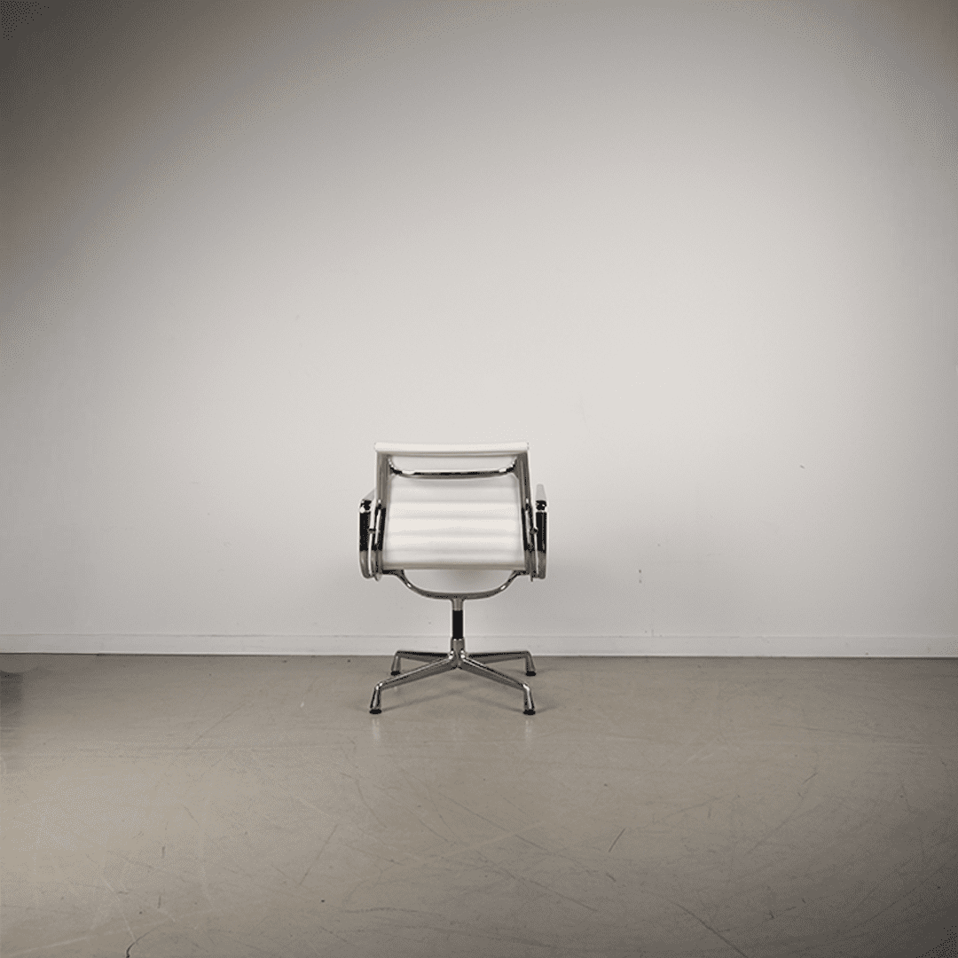 Vitra Eames EA 107 Stoel Wit Leer - Chroom - Image 5