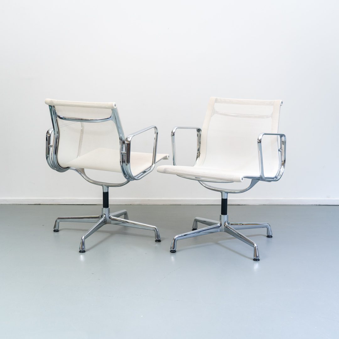 Vitra Eames EA 107 Stoel Wit Netweave - Chroom - Image 8