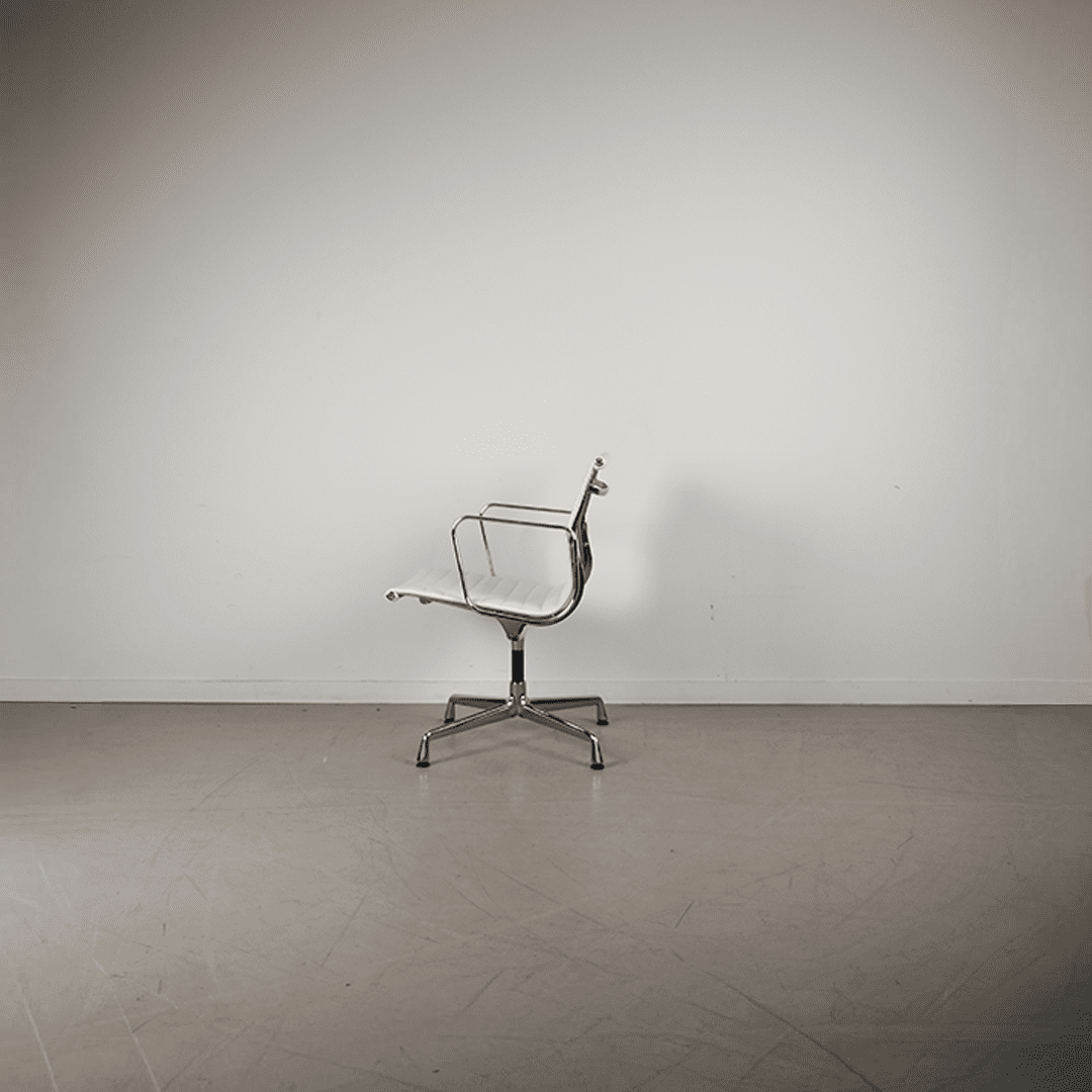 Vitra Eames EA 108 Stoel Wit Leer - Chroom - Image 4