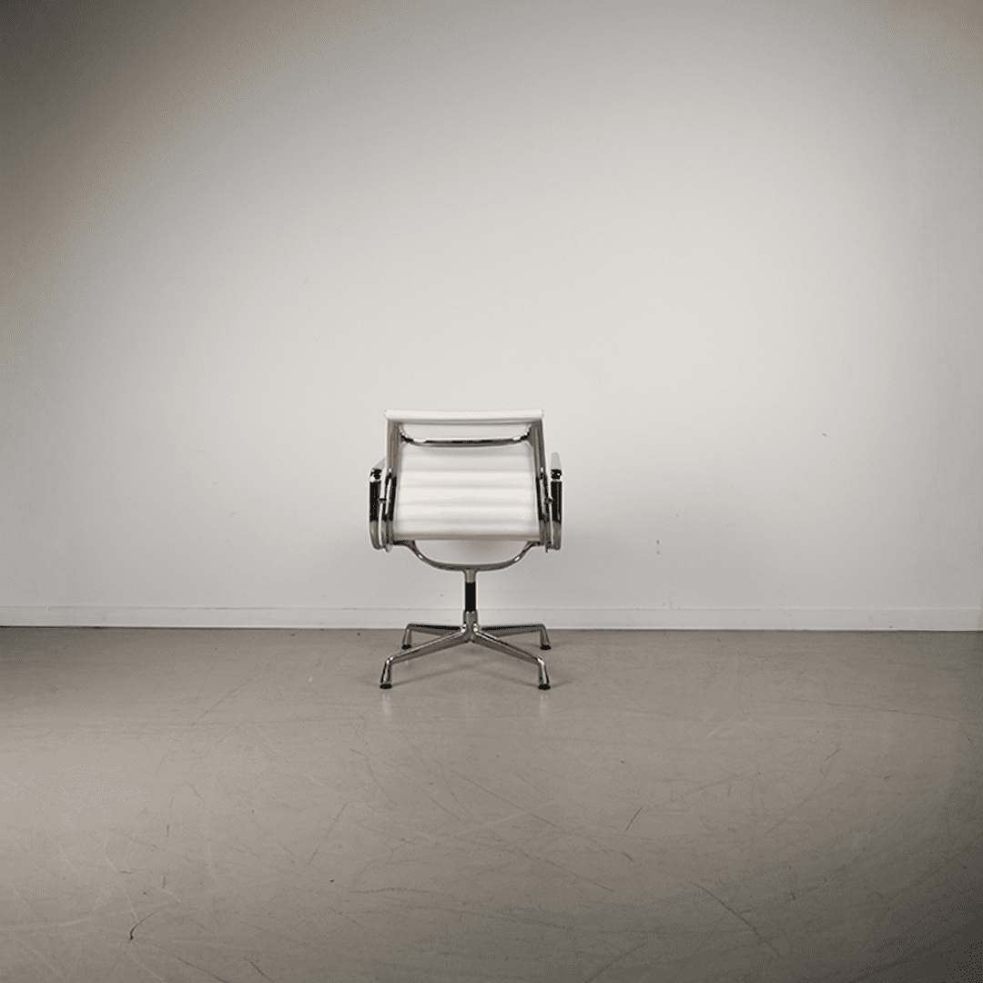Vitra Eames EA 108 Stoel Wit Leer - Chroom - Image 5