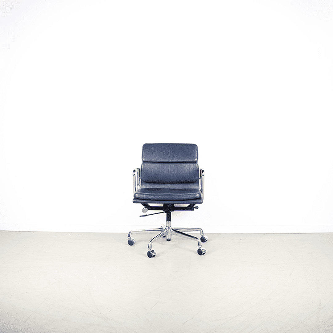 Vitra Eames EA 217 Bureaustoel Donkerblauw Leer - Chroom - Image 2