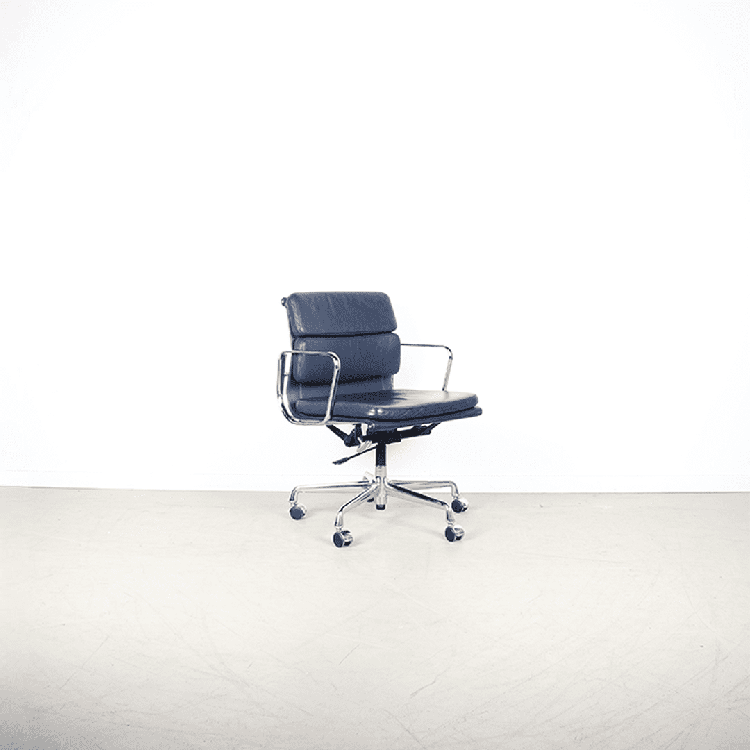 Vitra Eames EA 217 Bureaustoel Donkerblauw Leer - Chroom