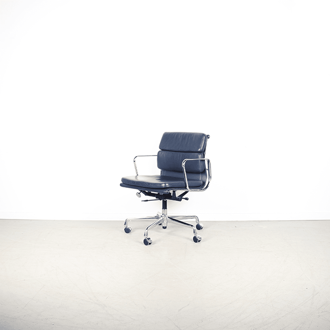 Vitra Eames EA 217 Bureaustoel Donkerblauw Leer - Chroom - Image 3