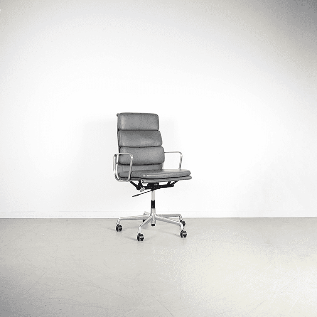 Vitra Eames EA 219 Bureaustoel Grijs Leer – Aluminium