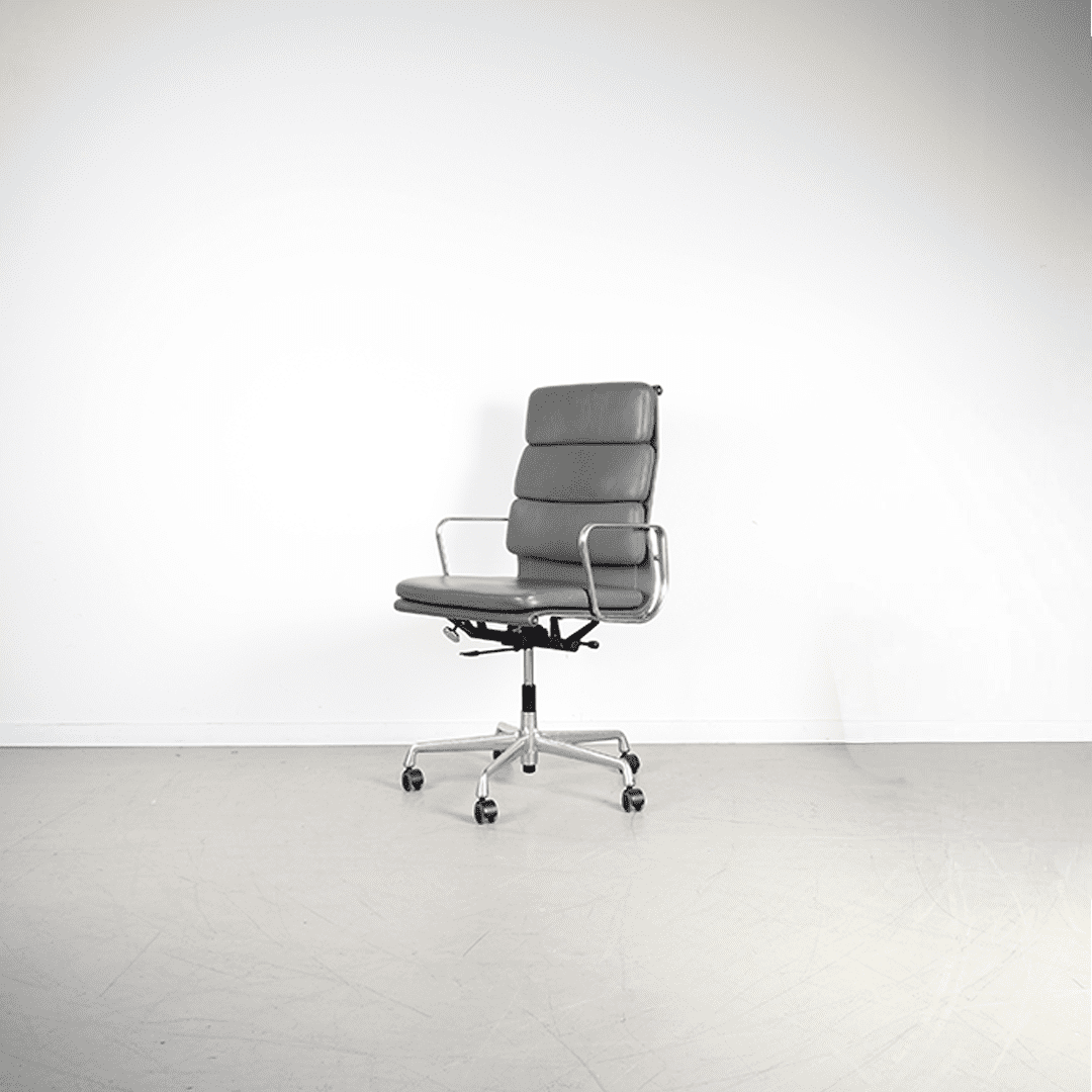 Vitra Eames EA 219 Bureaustoel Grijs Leer – Aluminium - Image 3