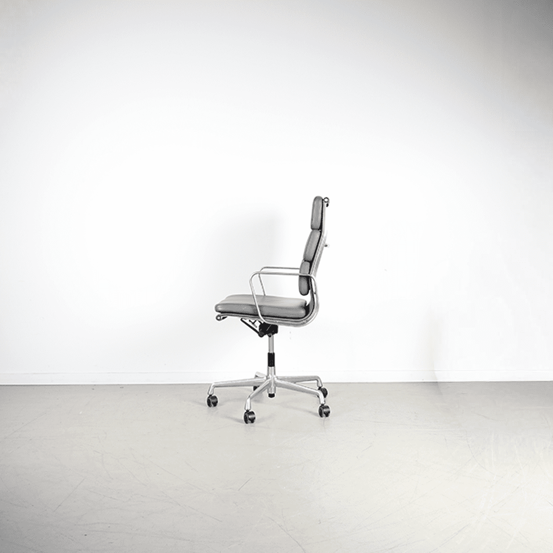 Vitra Eames EA 219 Bureaustoel Grijs Leer – Aluminium - Image 4