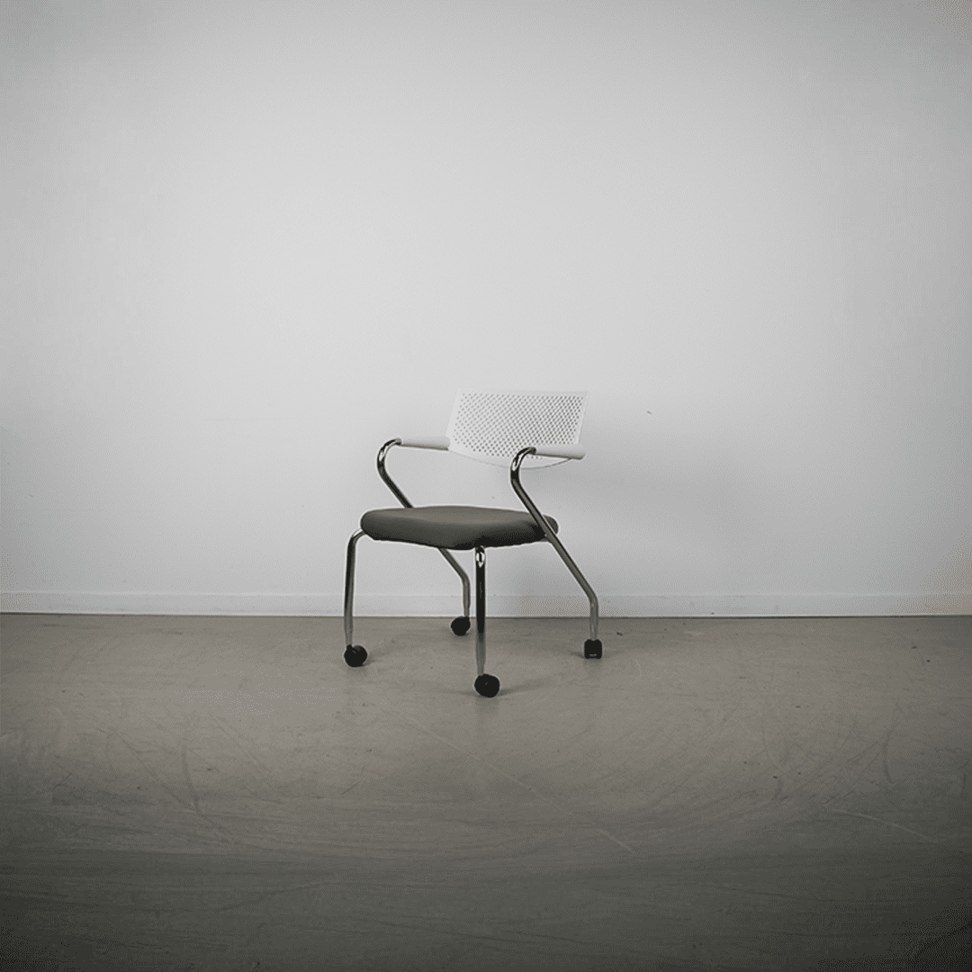Vitra Visaroll Bureaustoel Grijs Stof/Wit Kunststof - Image 3