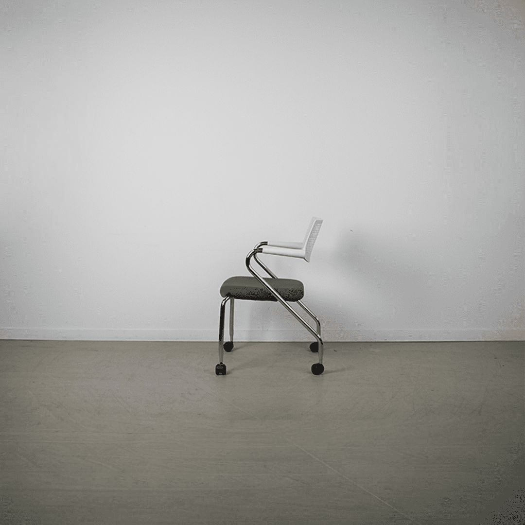 Vitra Visaroll Bureaustoel Grijs Stof/Wit Kunststof - Image 4
