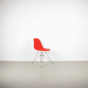 Vitra Eames DSR Stoel Wit/Rood Stof - Chroom