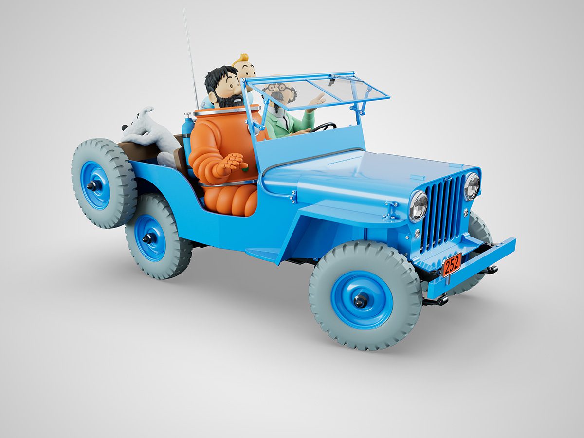 Kuifje op de Maan De blauwe Jeep CJ2A schaal 1/8