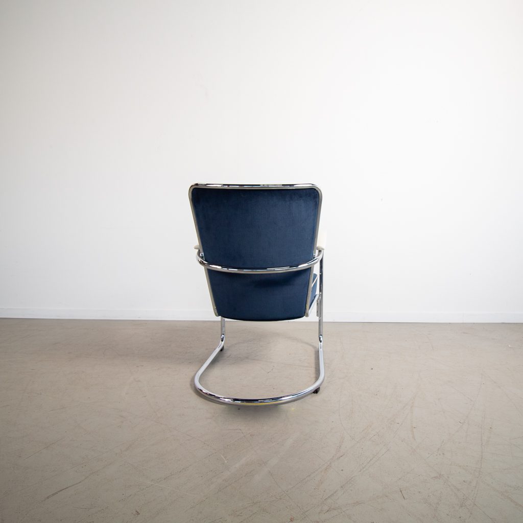 Gispen 412 Fauteuil Blauw Stof + Hocker - Image 3