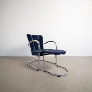 Gispen 412 Fauteuil Blauw Stof + Hocker