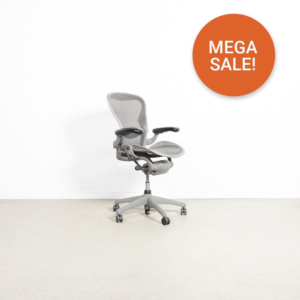 Mega Actie: Herman Miller Aeron Mineral Pellicle Maat B - Titanium