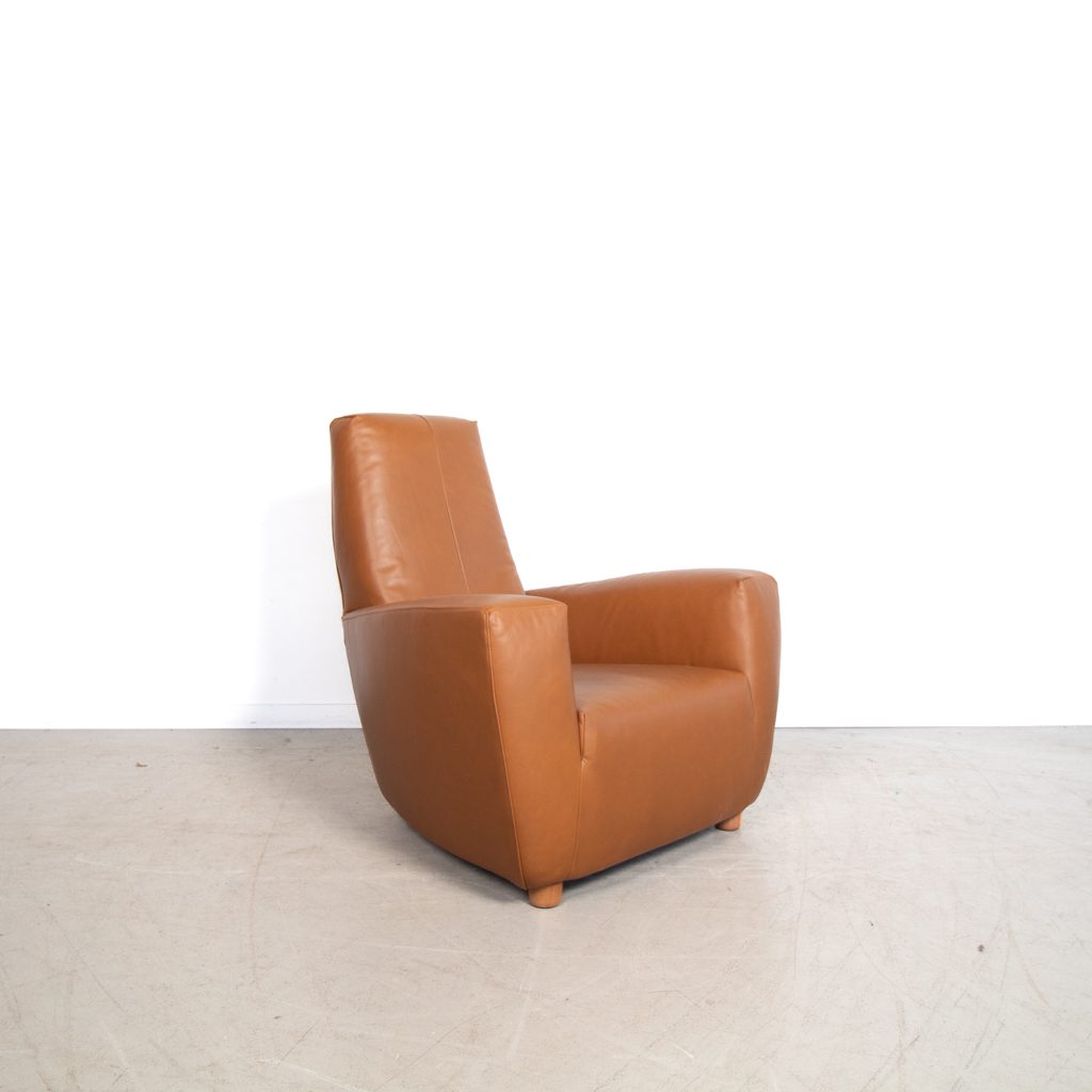 Label Longa Fauteuil Cognac Leer