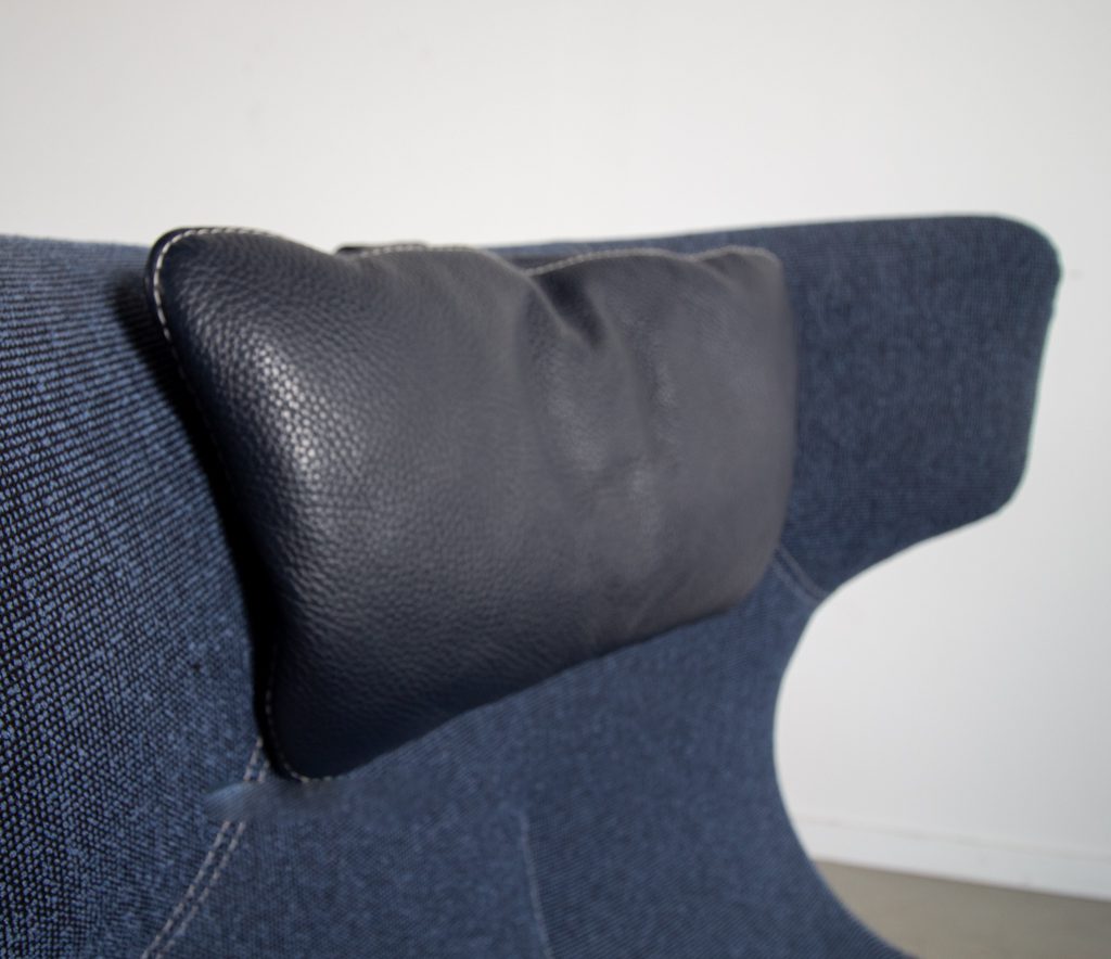 Leolux Caruzzo Plus Fauteuil Blauw Leer/Stof - Image 4