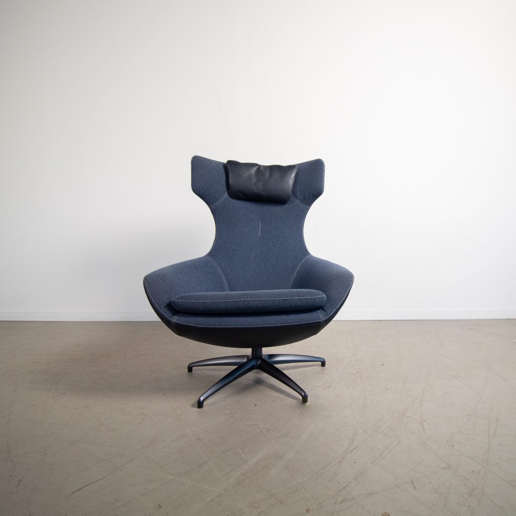 Leolux Caruzzo Plus Fauteuil Blauw Leer/Stof - Image 2