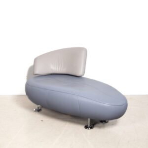 Leolux Kikko Chaise Longue Fauteuil Grijs/Blauw Leer