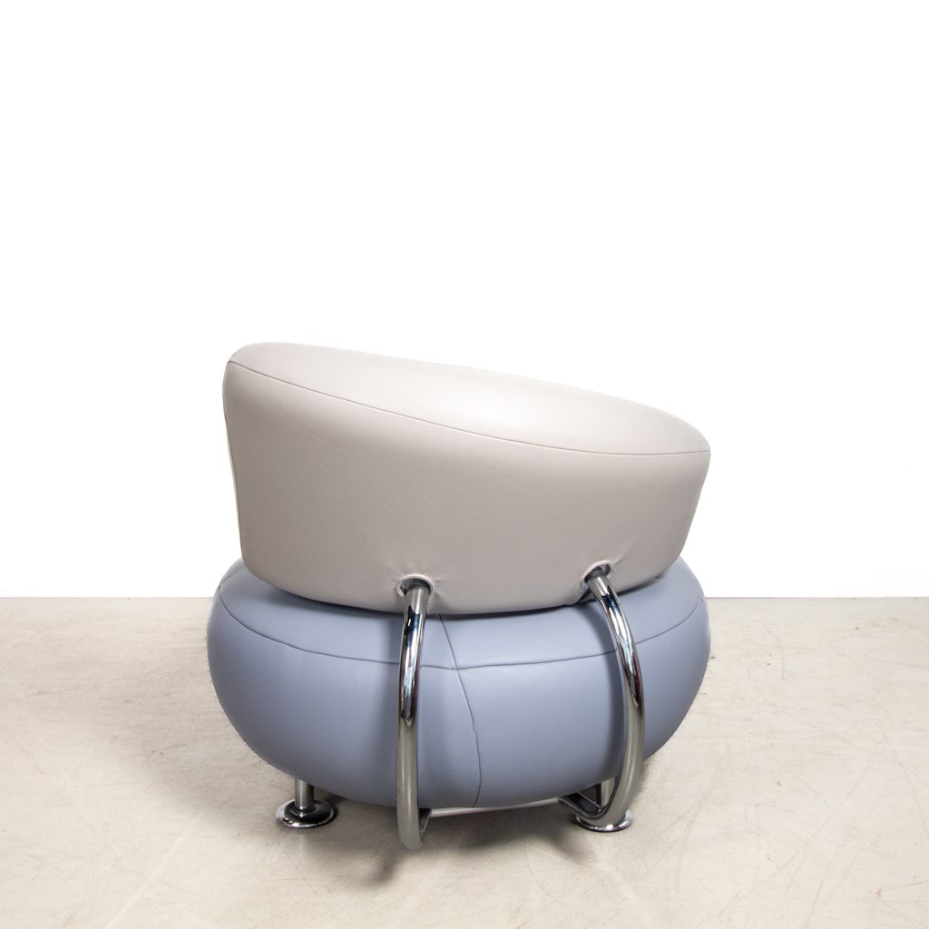 Leolux Kikko Chaise Longue Fauteuil Grijs/Blauw Leer - Image 3